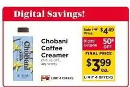 ShopRite Chobani Coffee Creamer offer