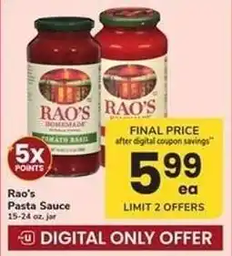 Safeway Rao's Pasta Sauce offer