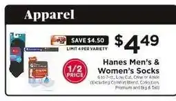 ShopRite Hanes Men's & Women's Socks offer