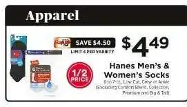 ShopRite Hanes Men's & Women's Socks offer