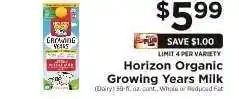 ShopRite Horizon Organic Growing Years Milk offer