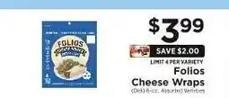 ShopRite Folios Cheese Wraps offer