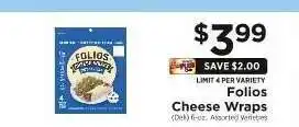 ShopRite Folios Cheese Wraps offer