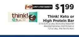 ShopRite Think! Keto or High Protein Bar offer
