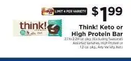ShopRite Think! Keto or High Protein Bar offer