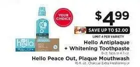 ShopRite Hello Antiplaque + Whitening Toothpaste offer