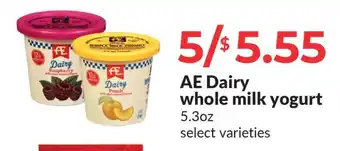 Hy-Vee AE Dairy whole milk yogurt offer