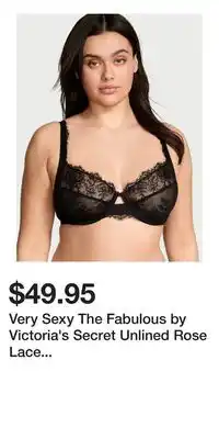 Victoria's Secret Very Sexy The Fabulous by Victoria's Secret Unlined Rose Lace Full-Cup Bra offer