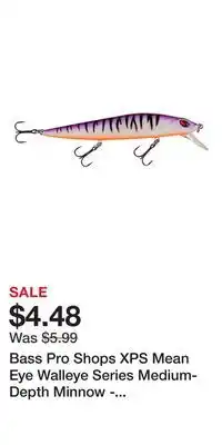 Cabela's Bass Pro Shops XPS Mean Eye Walleye Series Medium-Depth Minnow - Purple Tiger offer
