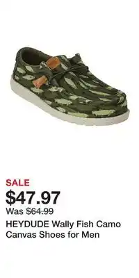 Cabela's HEYDUDE Wally Fish Camo Canvas Shoes for Men offer