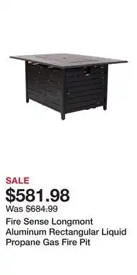 Cabela's Fire Sense Longmont Aluminum Rectangular Liquid Propane Gas Fire Pit offer