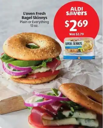 Aldi L'oven fresh bagel skinnys plain or everything offer