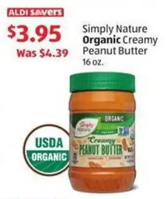 Aldi Simply nature organic creamy peanut butter offer