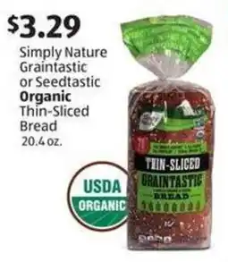 Aldi Simply nature graintastic or seedtastic organic thin-sliced bread offer