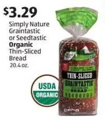 Aldi Simply nature graintastic or seedtastic organic thin-sliced bread offer