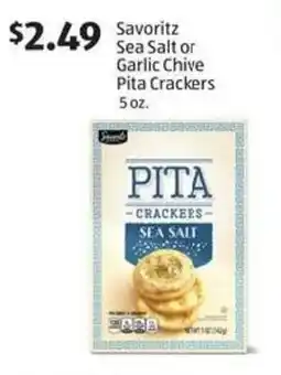Aldi Savoritz sea salt or garlic chive pita crackers offer