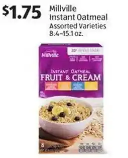 Aldi Millville Instant oatmeal assorted varieties offer