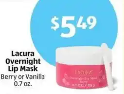 Aldi Lacura overnight lip mask berry or vanilla offer