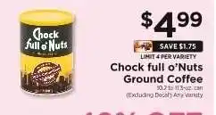 ShopRite Chock full O'Nuts Ground Coffee offer