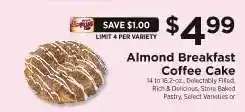 ShopRite Almond Breakfast Coffee Cake offer
