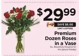 ShopRite Premium Dozen Roses in a Vase offer