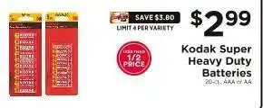 ShopRite Kodak Super Heavy Duty Batteries offer