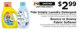 ShopRite Tide Simply Laundry Detergent / Bounce or Downy Fabric Softener offer