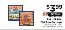 ShopRite Thin 'N Trim Chicken Sausage offer