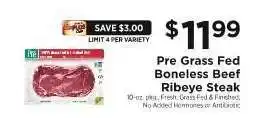 ShopRite Pre Grass Fed Boneless Beef Ribeye Steak offer