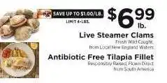 ShopRite Live Steamer Clams offer
