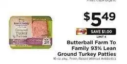 ShopRite Butterball Farm to Family 93% Lean Ground Turkey Patties offer