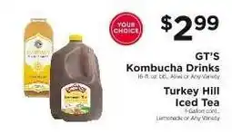ShopRite GT's Kombucha Drinks & Turkey Hill Iced Tea offer