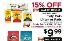 ShopRite Tidy Cats Litter or Pads offer