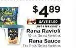 ShopRite Rana Ravioli / Rana Sauce offer