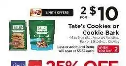 ShopRite Tate’s Cookies or Cookie Bark offer