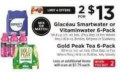 ShopRite Glacéau Smartwater or Vitaminwater 6-Pack, Gold Peak Tea 6-Pack offer