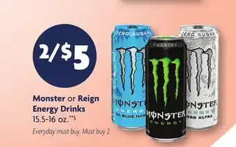 Family Dollar Monster or Reign Energy Drinks offer