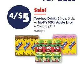 Family Dollar Yoo-hoo Drinks 6.5 oz., 3 pk. or Mott's 100% Apple Juice 6.75 oz., 3 pk.**§ offer