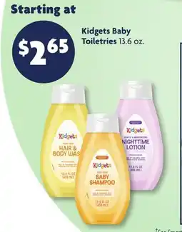 Family Dollar Kidgets Baby Toiletries offer