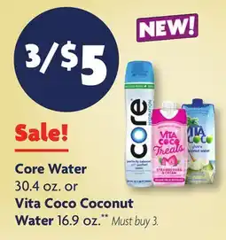 Family Dollar Core Water 30.4 oz. or Vita Coco Coconut Water 16.9 oz offer