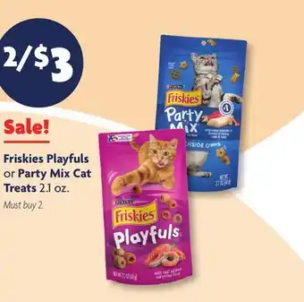 Family Dollar Friskies Playfuls or Party Mix Cat Treats offer