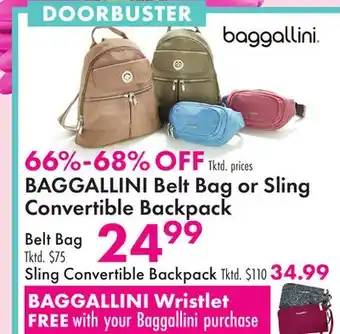 Boscov's BAGGALLINI Belt Bag or Sling Convertible Backpack Belt Bag offer