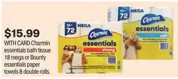 CVS Charmin essentials bath tissue 18 mega or Bounty essentials paper towels 8 double rolls offer