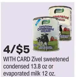CVS Zivel sweetened condensed 13.8 oz or evaporated milk 12 oz offer