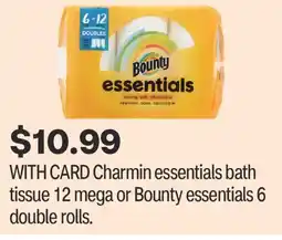 CVS Charmin essentials bath tissue 12 mega or Bounty essentials 6 double rolls offer