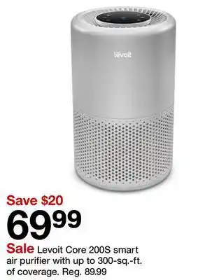 Target Levoit Core 200S smart air purifier with up to 300-sq.-ft. of coverage offer