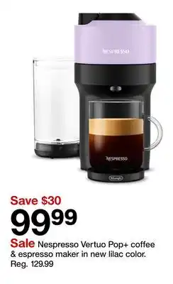 Target Nespresso Vertuo Pop + coffee & espresso maker in new lilac color offer