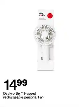 Target Dealworthy 3-speed rechargeable personal Fan offer