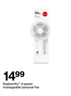 Target Dealworthy 3-speed rechargeable personal Fan offer
