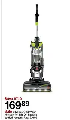 Target BISSELL CleanView Allergen Pet Lift-Off bagless corded vacuum offer